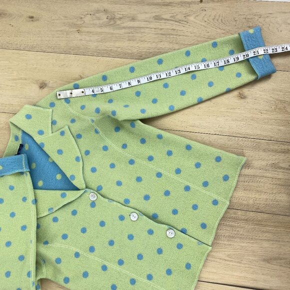 Catherine Stewart 100% Wool Polka Dot Cardigan Jacket M - Picture 7 of 12